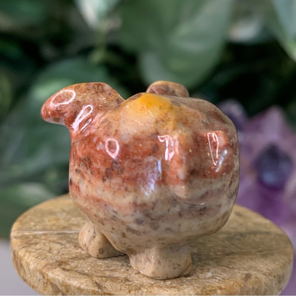 Red Soapstone Carved Pig Figurine Miniature Stone Farm Animal Carving Mini Swine - Picture 6 of 15
